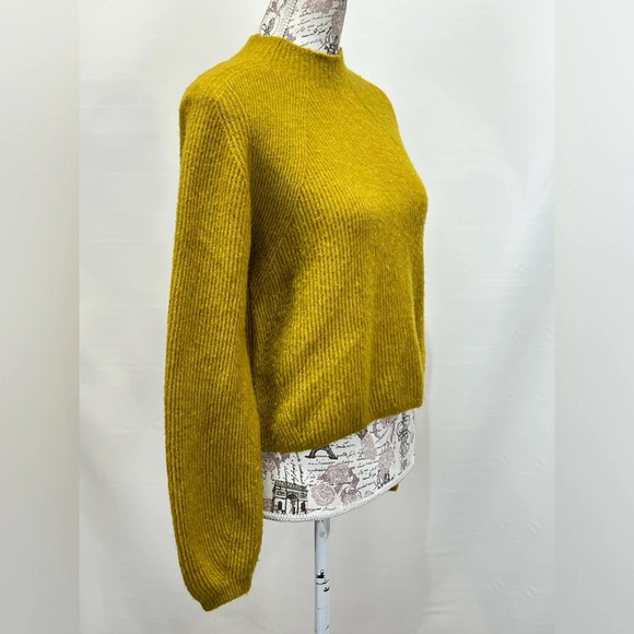 BANANA REPUBLIC Mustard yellow mock neck ribbed crop sweater size S - Picture 7 of 13